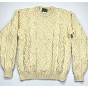 Vtg Fisherman Sweater Mens M Callan Country Collection Irish 100% Merino Wool